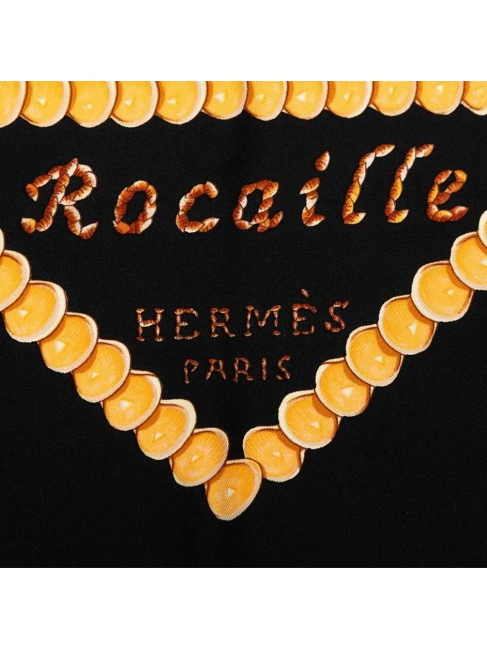 Hermes Carre 90 Rocaille Seashell Scarf Large Black Multicolor Silk